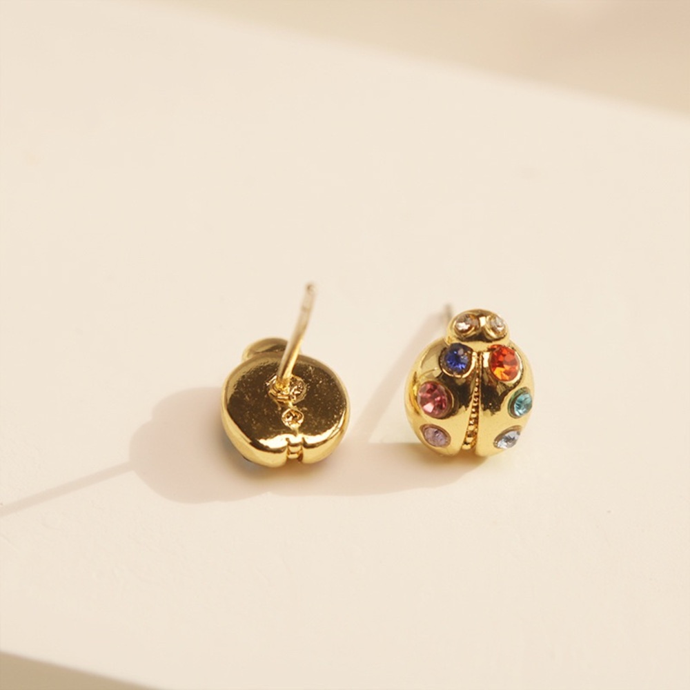 Gold Ladybug Stud Earrings